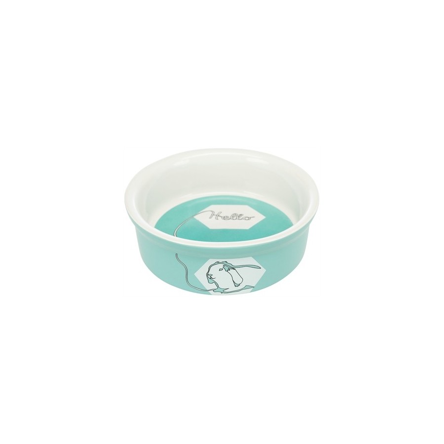 Trixie - Voerbak / Waterbak Keramiek Strip Konijn Assorti, 11cm 4st