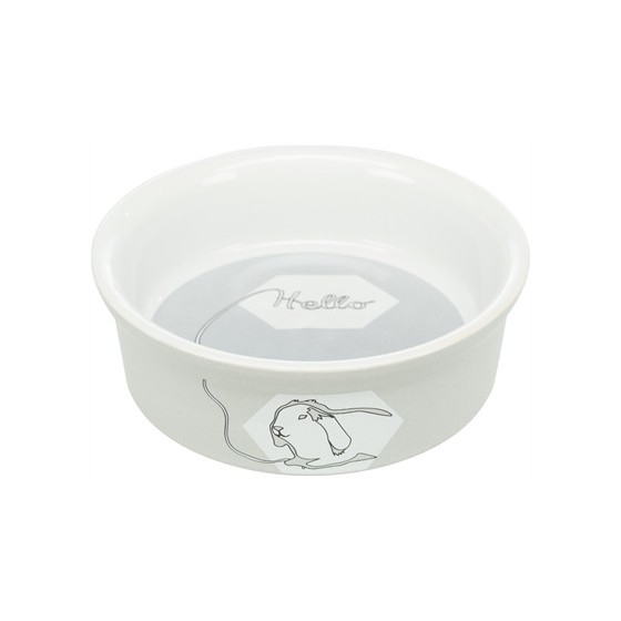 Trixie - Voerbak / Waterbak Keramiek Strip Konijn Assorti, 11cm 4st