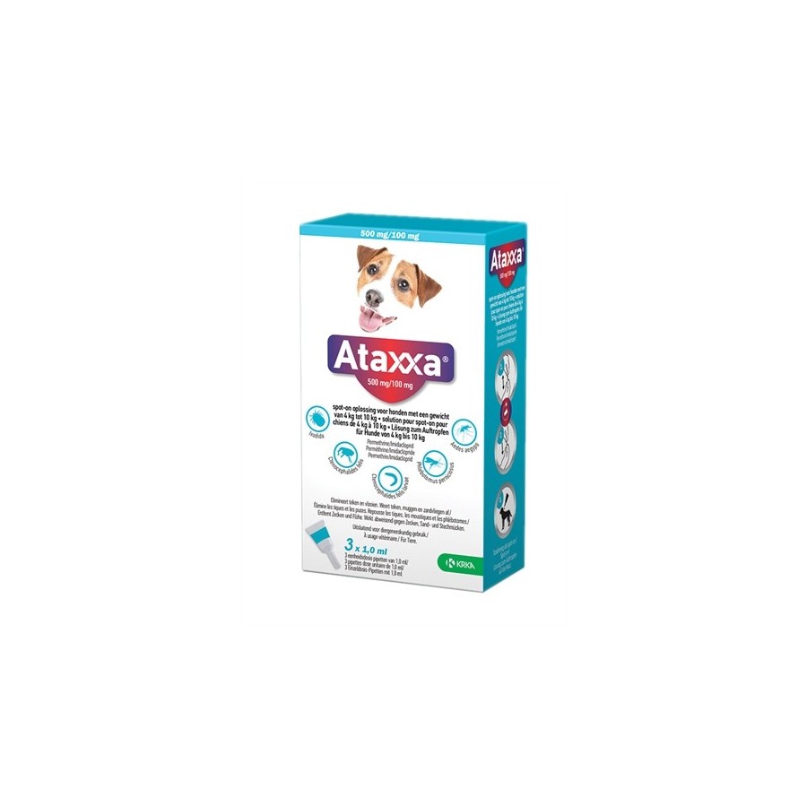Krka Ataxxa Spot On Hond 4-10 KG 500 MG/100 MG 3 PIP
