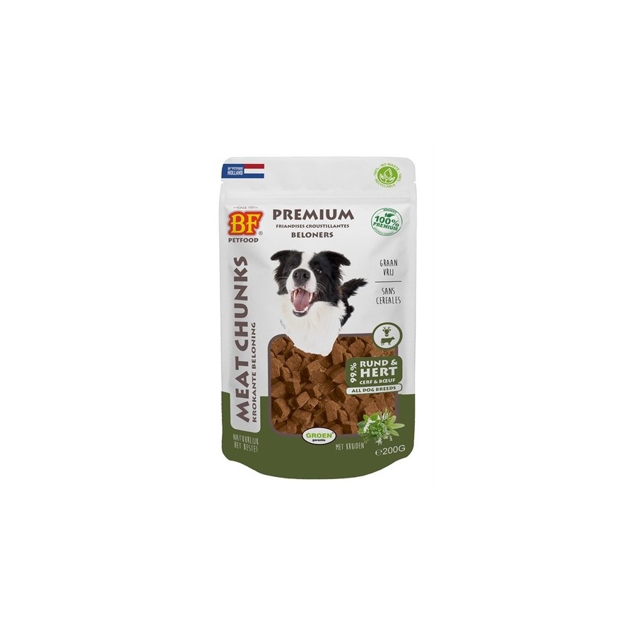 Bf Petfood Meat Chunks Rund En Hert 200 GR