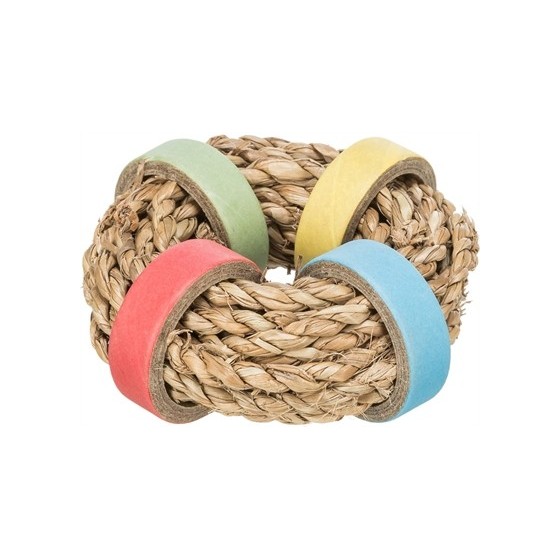 Trixie Zeegras Ring Met Papieren Ringen Naturel 8X8 CM