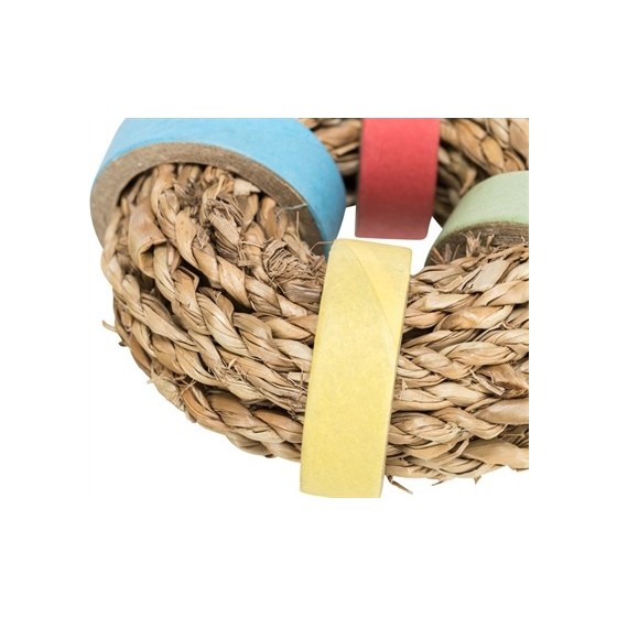 Trixie Zeegras Ring Met Papieren Ringen Naturel 8X8 CM