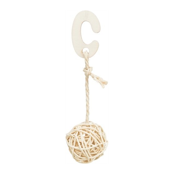 Trixie 3 Rotan Ballen Met Bel Aan Touw Naturel 24 CM