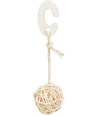 Trixie 3 Rotan Ballen Met Bel Aan Touw Naturel 24 CM