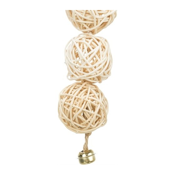 Trixie 3 Rotan Ballen Met Bel Aan Touw Naturel 24 CM