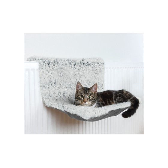 Trixie - Radiator Hangmat Harvey Langhaar Pluche / Velours Wit Zwart, 45x31x26cm