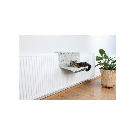 Trixie - Radiator Hangmat Harvey Langhaar Pluche / Velours Wit Zwart, 45x31x26cm