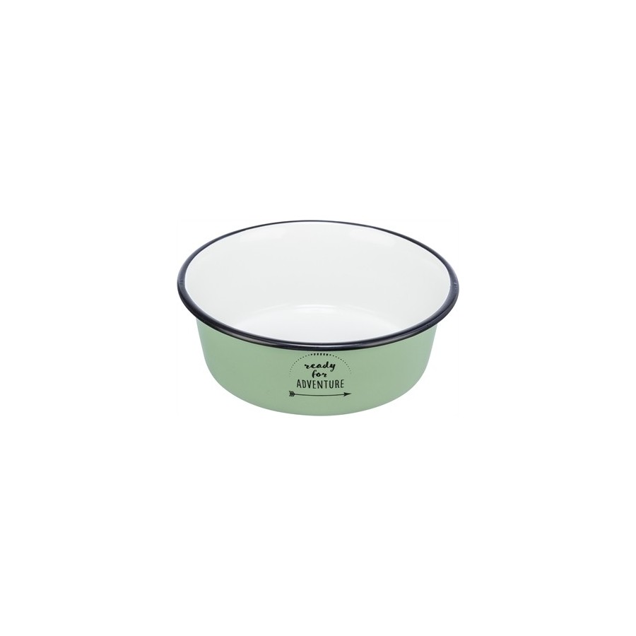 Trixie - Voerbak Drinkbak Emaille / Rvs Groen, 12X12cm 300ml 4st