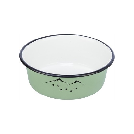 Trixie - Voerbak Drinkbak Emaille / Rvs Groen, 12X12cm 300ml 4st