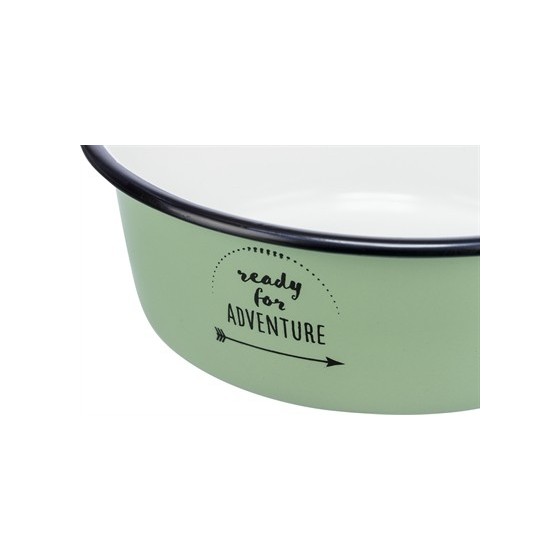 Trixie - Voerbak Drinkbak Emaille / Rvs Groen, 12X12cm 300ml 4st