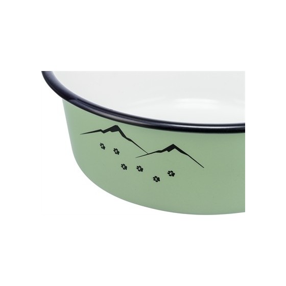 Trixie - Voerbak Drinkbak Emaille / Rvs Groen, 12X12cm 300ml 4st