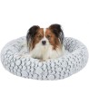Trixie - Hondenmand Mila Rond Pluche Wit / Grijs, 60x60x10cm