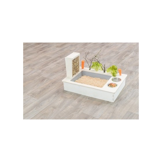 Trixie Voederstation Met Voerbak / Waterbak / Hooiruif Hout Naturel 70X47X41 CM
