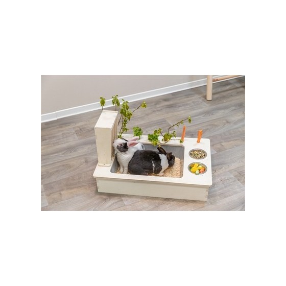 Trixie Voederstation Met Voerbak / Waterbak / Hooiruif Hout Naturel 70X47X41 CM