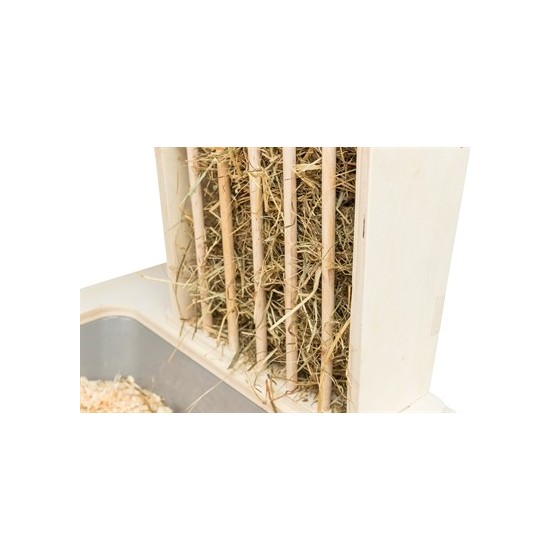 Trixie Voederstation Met Voerbak / Waterbak / Hooiruif Hout Naturel 70X47X41 CM