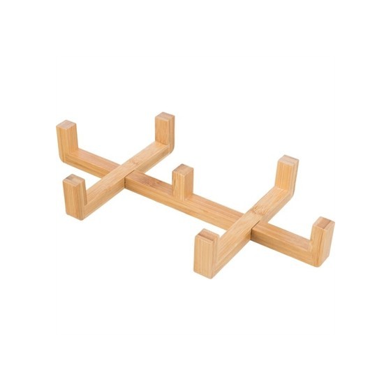 Trixie Voerbak Drinkbak Set Keramiek Grijs / Hout 31X16X6 CM 2X300 ML
