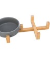 Trixie Voerbak Drinkbak Set Keramiek Grijs / Hout 31X16X6 CM 2X300 ML