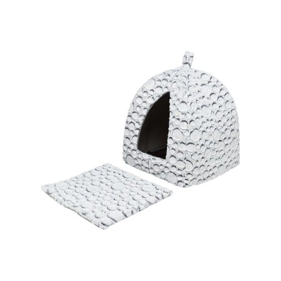 Trixie - Kattenmand Iglo Mila Pluche Wit / Grijs, 32x32x42cm