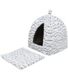 Trixie - Kattenmand Iglo Mila Pluche Wit / Grijs, 32x32x42cm