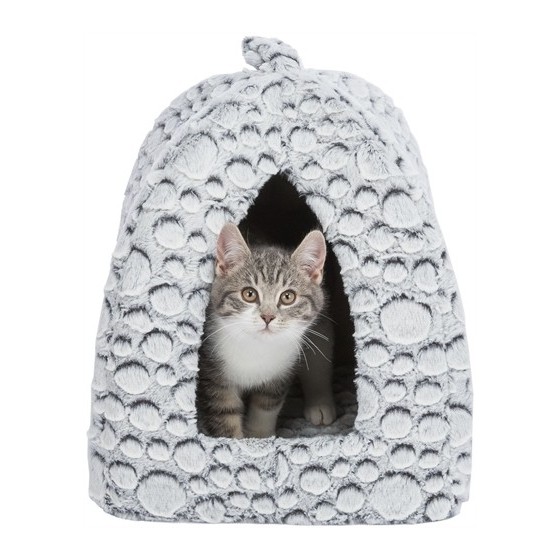 Trixie - Kattenmand Iglo Mila Pluche Wit / Grijs, 32x32x42cm
