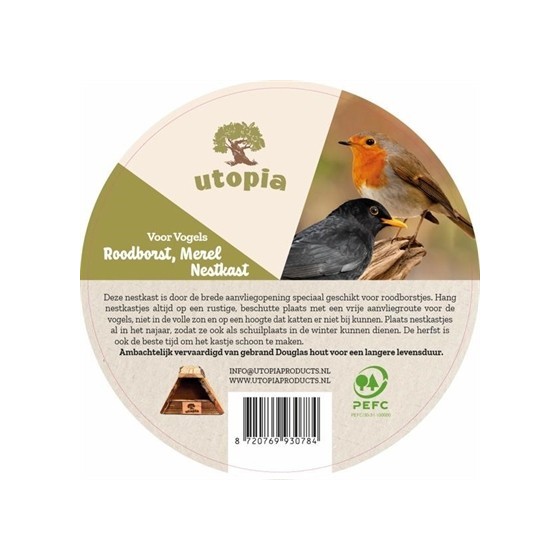 Utopia Nestkast Roodborst / Merel Gebrand Douglas Hout 28X18 CM