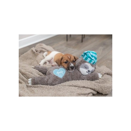 Trixie Pluche Luiaard Grijs Met Heartbeat Voor Puppy 34 CM