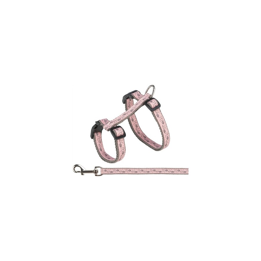 Trixie Kattentuig Met Riem Grijs / Roze 27-45 CM/13 MM 120 CM
