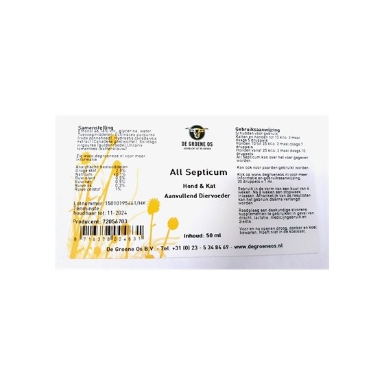 De Groene Os All Septicum Hond / Kat 50 ML