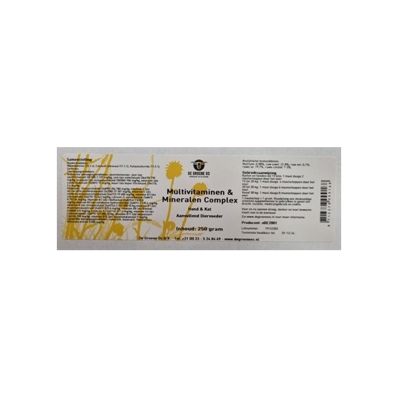 De Groene Os - Multivitaminen / Mineralen Complex Hond / Kat, 250gr