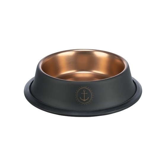 Trixie - Be Nordic Voer / Waterbak Rvs / Rubber Zwart / Brons, 19cm 450ml 4st