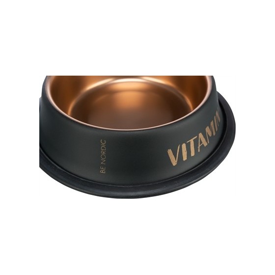 Trixie - Be Nordic Voer / Waterbak Rvs / Rubber Zwart / Brons, 19cm 450ml 4st