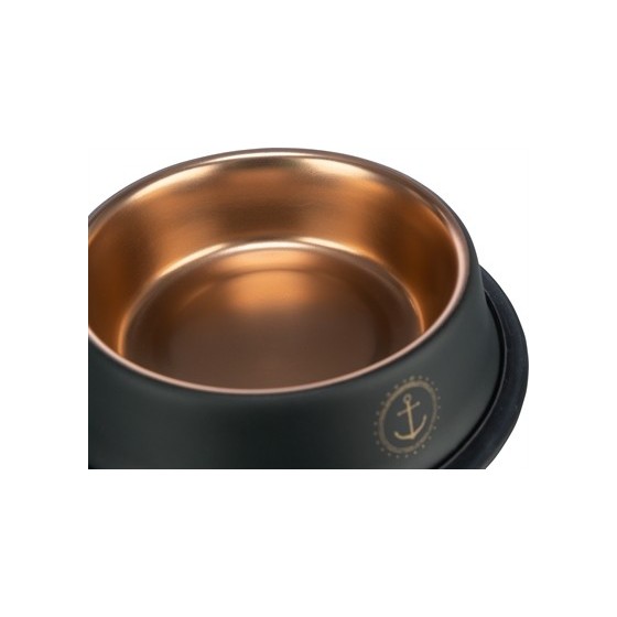 Trixie - Be Nordic Voer / Waterbak Rvs / Rubber Zwart / Brons, 19cm 450ml 4st