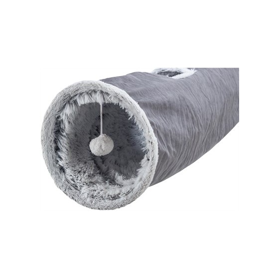 Trixie Katten Speeltunnel Harvey Velours / Pluche Grijs 27X116 CM