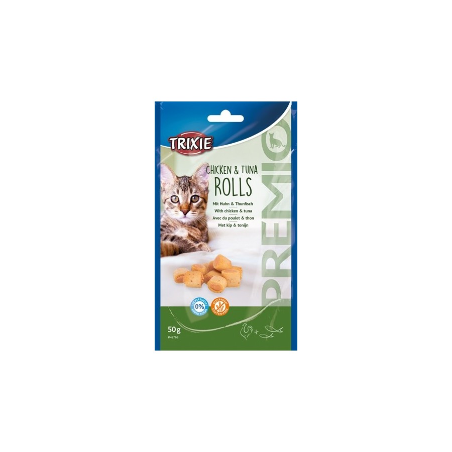 Trixie Premio Kip & Tonijn Rolletjes Voor Katten Glutenvrij 50 GR