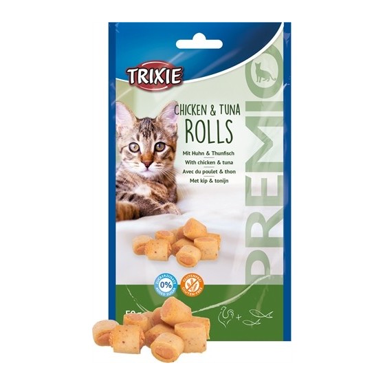 Trixie Premio Kip & Tonijn Rolletjes Voor Katten Glutenvrij 50 GR