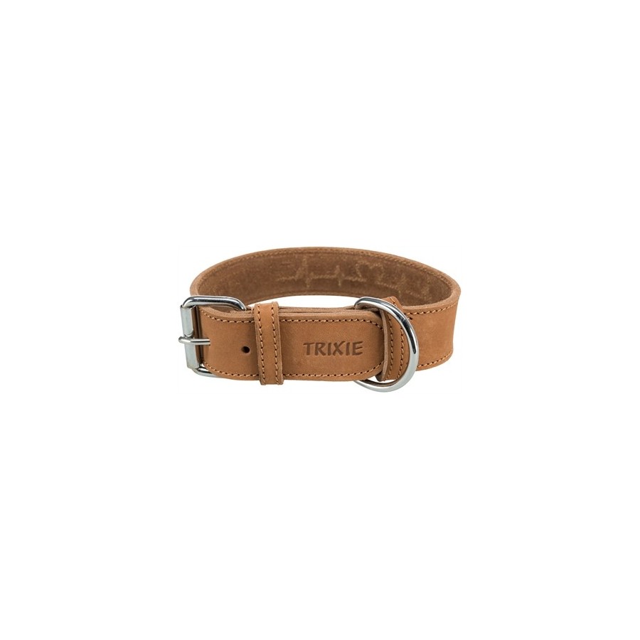 Trixie - Rustic Vetleer Halsband Hond Heartbeat Bruin, 34-40x3cm