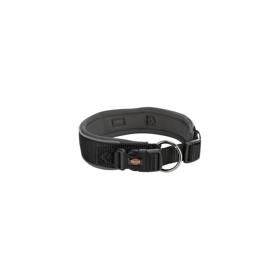 Trixie - Premium Halsband Hond Extra Breed Zwart / Grafiet Grijs, 33-42x3,5cm