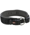 Trixie - Premium Halsband Hond Extra Breed Zwart / Grafiet Grijs, 33-42x3,5cm