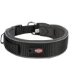 Trixie - Premium Halsband Hond Extra Breed Zwart / Grafiet Grijs, 33-42x3,5cm