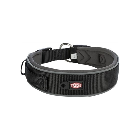 Trixie - Premium Halsband Hond Extra Breed Zwart / Grafiet Grijs, 40-48x4cm