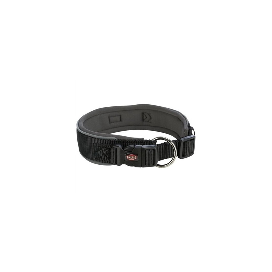 Trixie - Premium Halsband Hond Extra Breed Zwart / Grafiet Grijs, 53-62x5cm