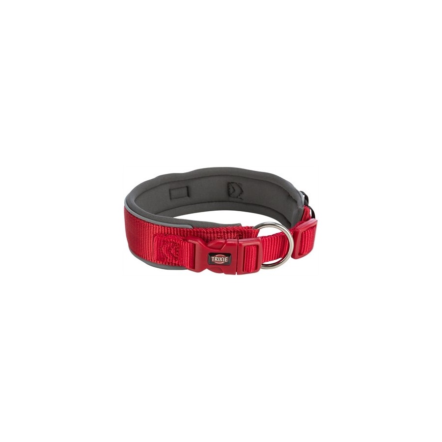 Trixie - Premium Halsband Hond Extra Breed Rood / Grafiet Grijs, 27-35x2,5cm
