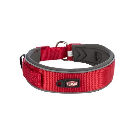 Trixie - Premium Halsband Hond Extra Breed Rood / Grafiet Grijs, 33-42x3,5cm