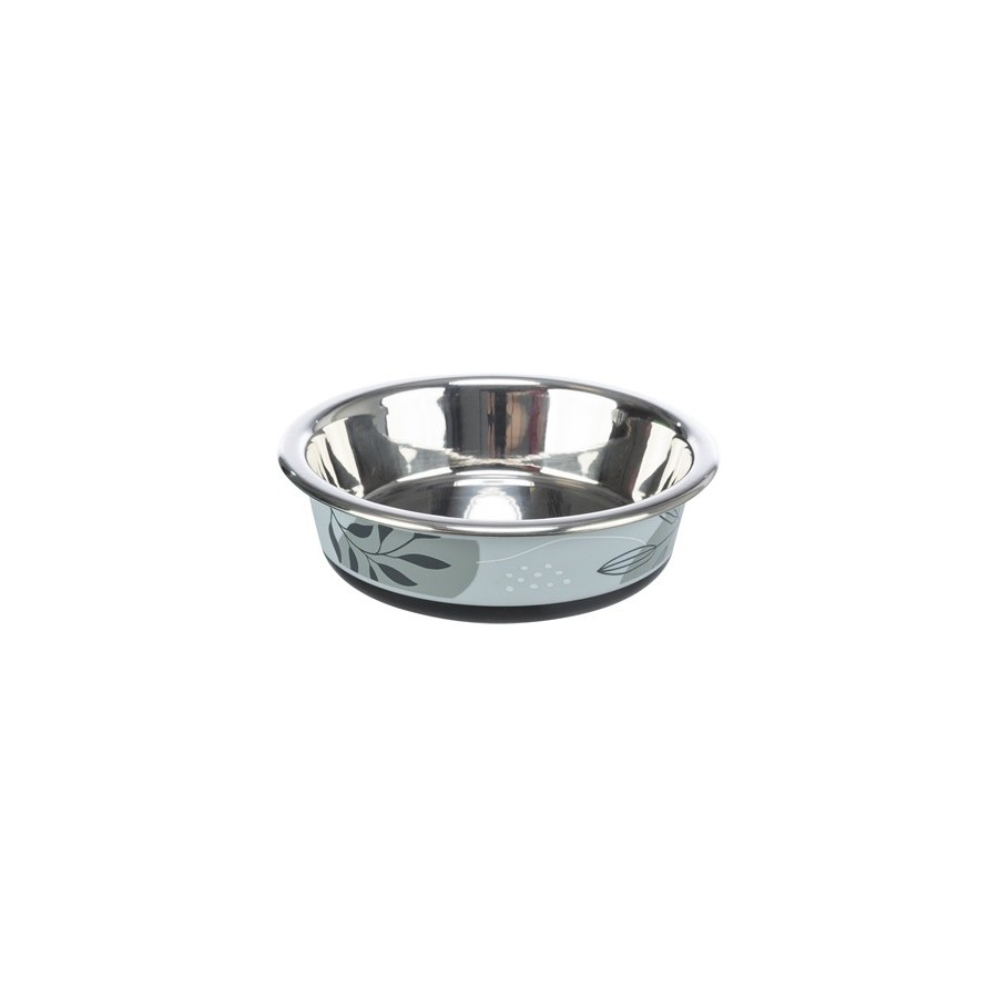 Trixie Voerbak Waterbak Plat Rvs / Kunststof / Rubber Blauw / Grijs 12 CM 200 ML 4 ST