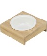 Trixie Voerbak / Waterbak Met Houder Keramiek / Bamboe 15X15X5 CM 250 ML