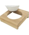 Trixie Voerbak / Waterbak Met Houder Keramiek / Bamboe 15X15X5 CM 250 ML