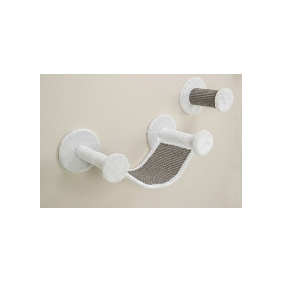 Trixie Katten Klimset Voor Aan De Muur 4 Klimplekken Wit / Grijs 78X30X30 CM