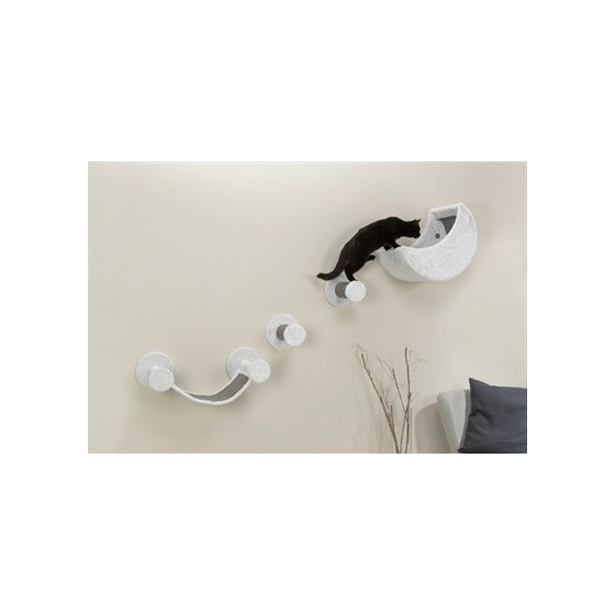 Trixie Katten Klimset Voor Aan De Muur 4 Klimplekken Wit / Grijs 78X30X30 CM