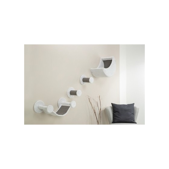 Trixie Katten Klimset Voor Aan De Muur 4 Klimplekken Wit / Grijs 78X30X30 CM