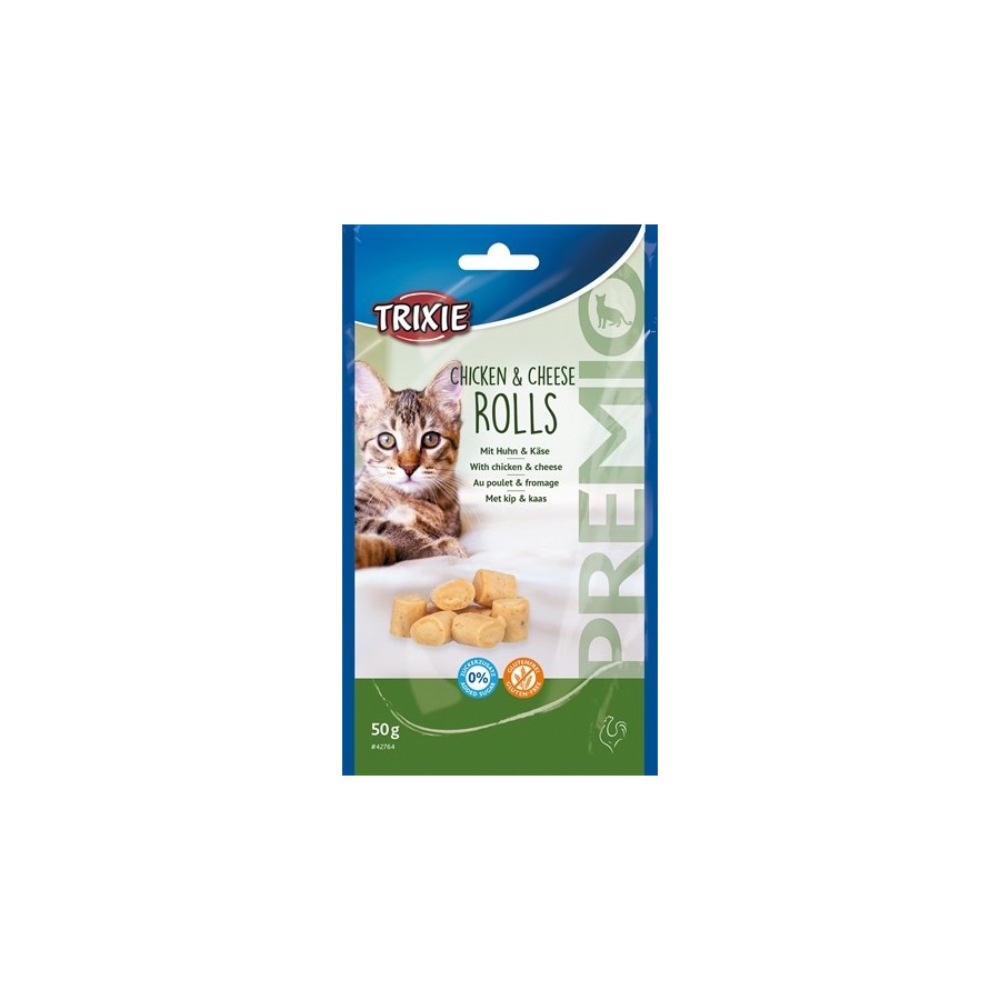 Trixie Premio Kip & Kaas Rolletjes Voor Katten Glutenvrij 50 GR